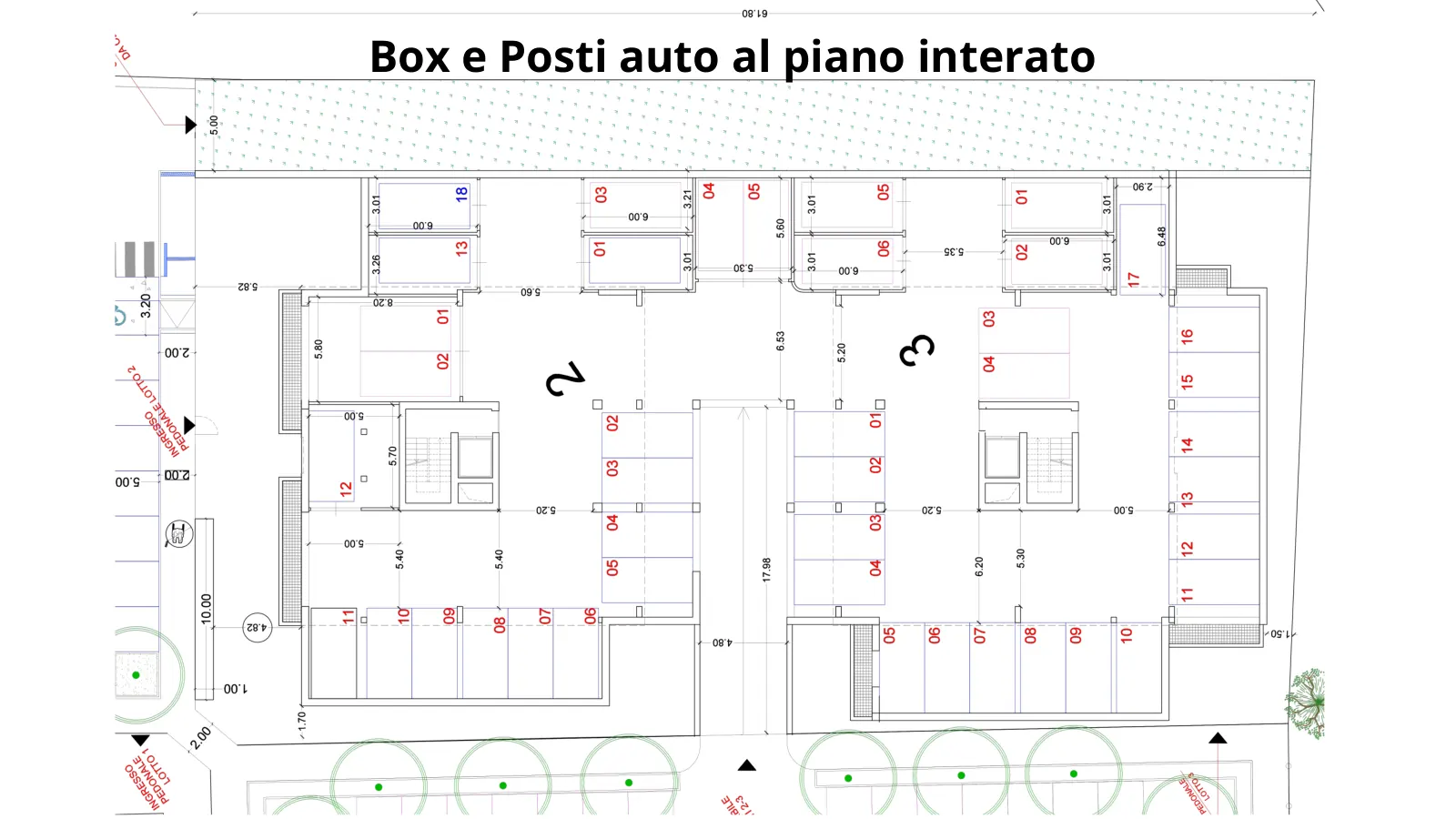 Box e posti auto al piano interrato